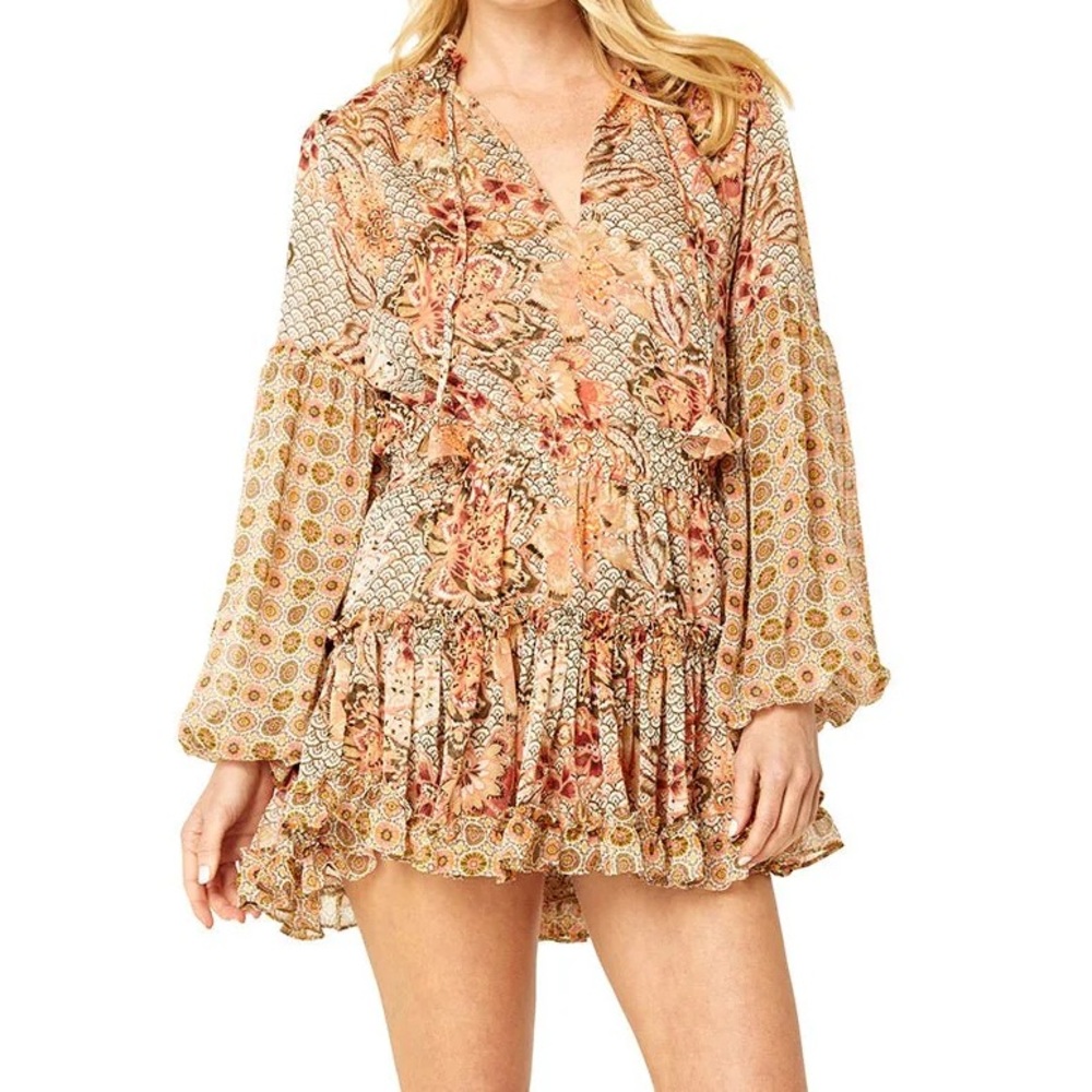 Misa Los Angeles Floral Mini Dress - Orange and Cream